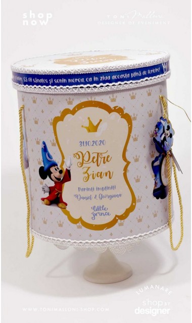 Trusou de botez Mickey Mouse personalizat grafic prin coasere cu imagini Disney Royal The King 7